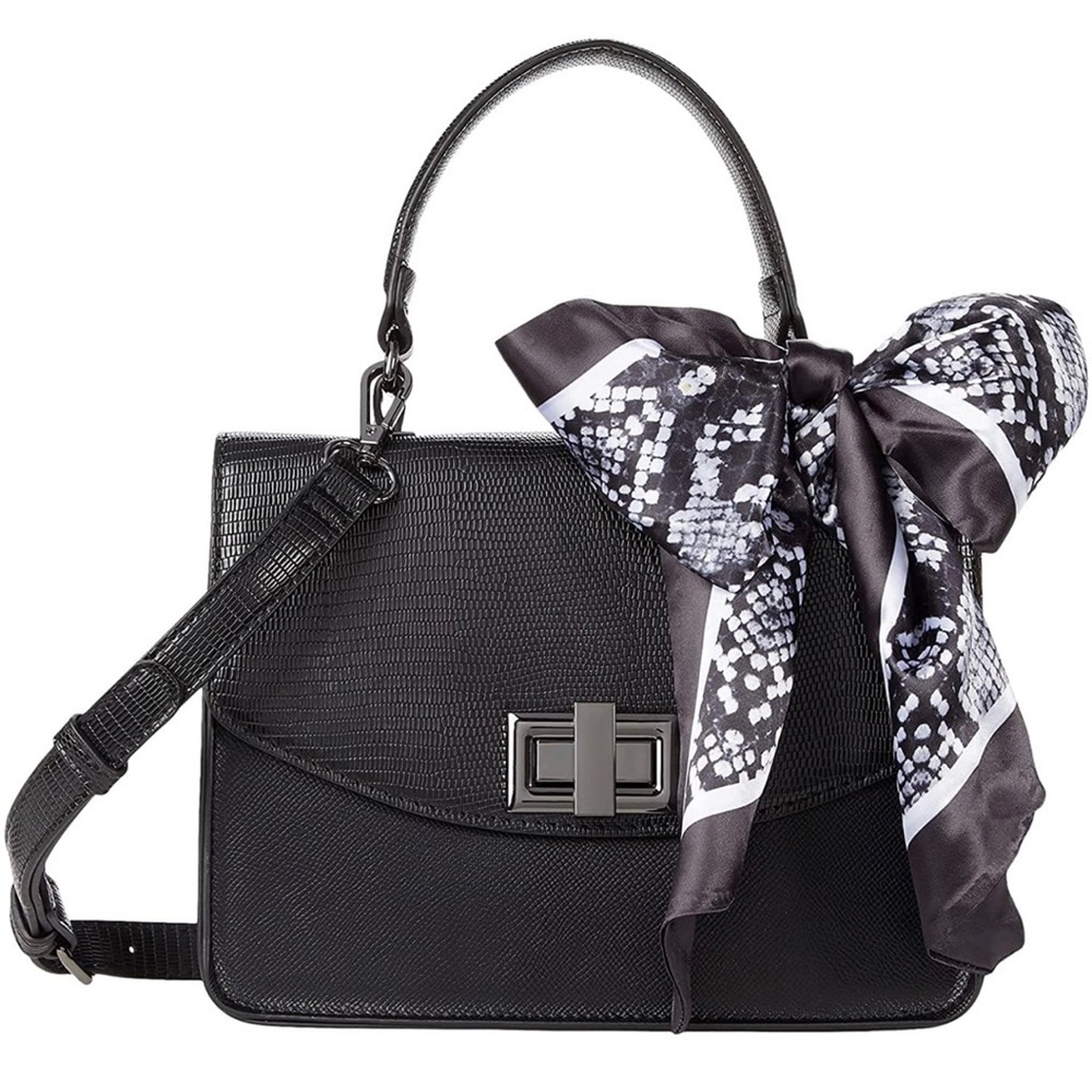 Aldo black patent Satchel bag w/ side handkerchief